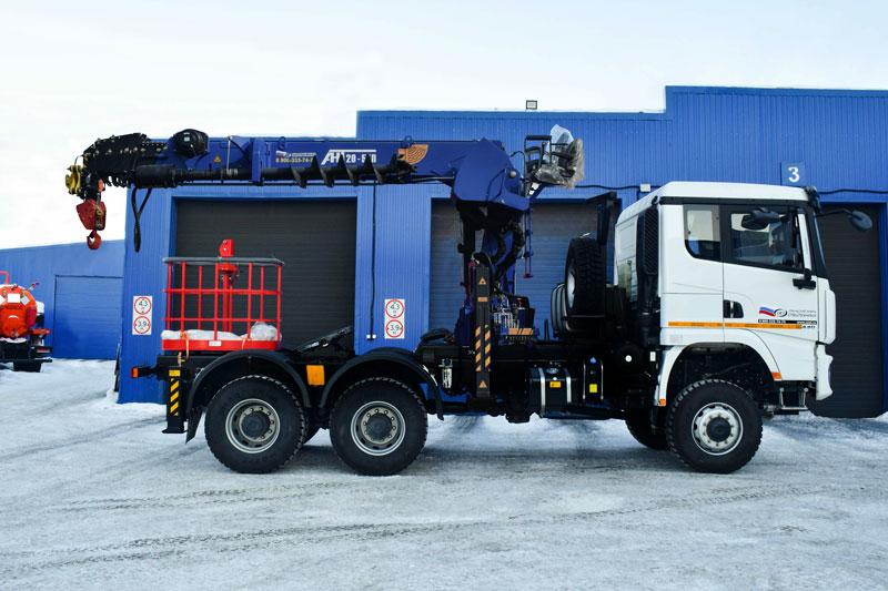 Седельный тягач Shacman X3000 SX32586V385 W430 с КМУ АНТ 20-5ТЛ (сп.м., г/п 7,2 т., тросовый, бур, люлька)